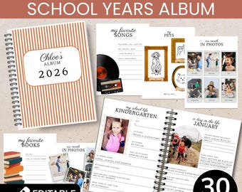 My School Years Album Printable, Family Memory Journal DIGITAL DOWNLOAD, Preschool Memory Book Template for Kids with Guided Writing Prompts