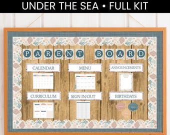 Ocean Parent Bulletin Board Printable, Editable Parent Information Board Kit, Under the Sea Coastal Classroom Decor, Daycare Infant Room