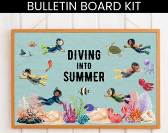 Ocean Theme Bulletin Board Kit for Kindergarten, Under the Sea Classroom Decor, Student Photo Frame, Summer Preschool Door Decor Cutouts