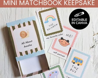 Back to School All About Me Activity Printable, My Favorite Things List Matchbook Keepsake, First Day of School Craft, Getting To Know Me