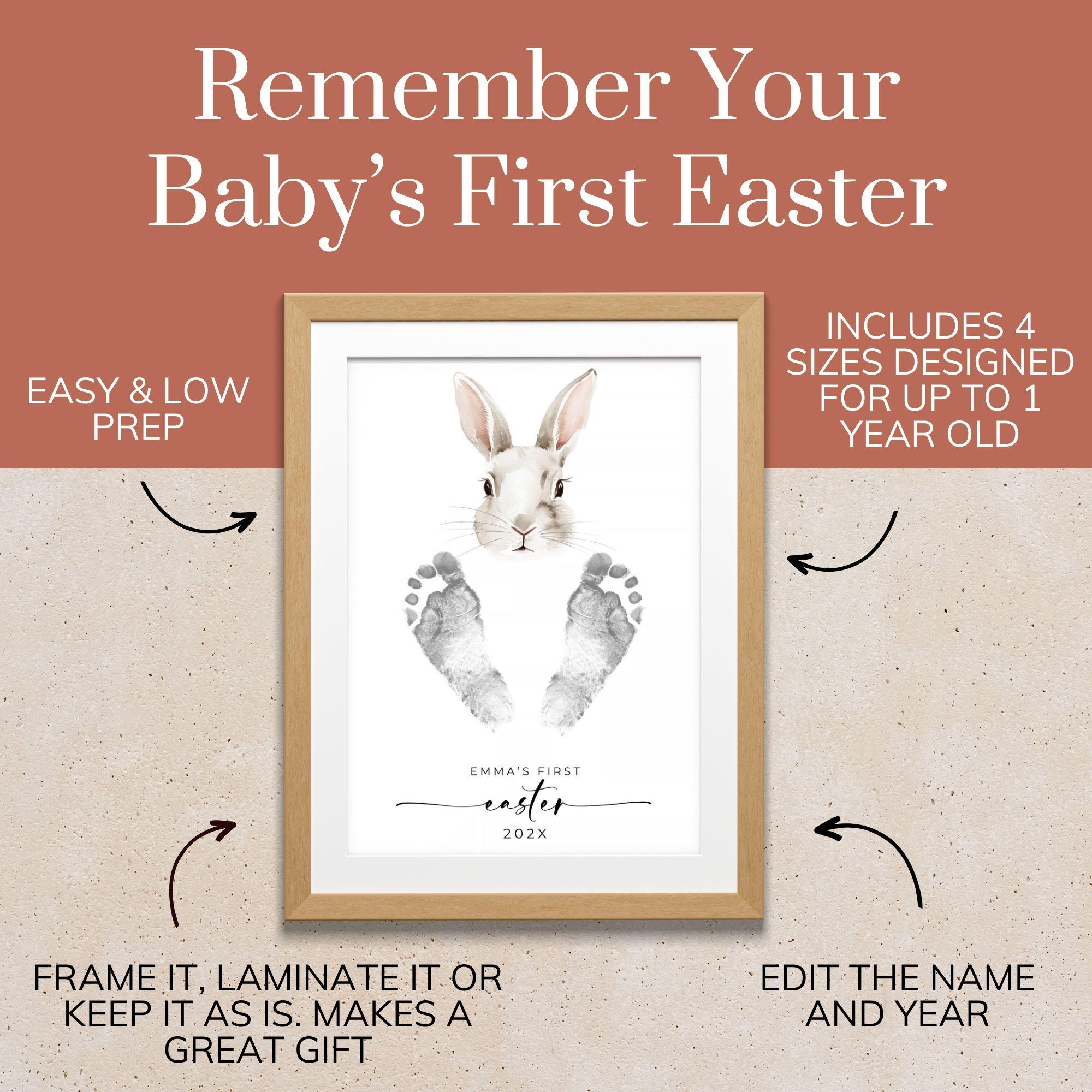 Editable Babys First Easter Footprint Craft Printable, Watercolor ...