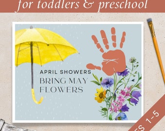 April Showers Bring May Flowers Handprint Craft Printable Template - Etsy
