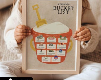 Summer Bucket List Printable for Kids, Editable Summer Boredom Busters Ideas, Summer To Do List Activity Planner Checklist Canva Template