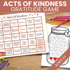 Akt der Freundlichkeit zum Ausdrucken, Dankbarkeits-Spiel, Countdown-Kalenderkarten für Valentinstag, 30-Tage-Challenge, PDF für Vorschule