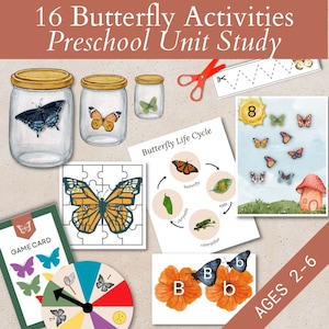 Butterfly Unit Study Preschool, Butterfly Life Cycle Activity for Kid, Montessori Matching Game Printable, Homeschool Spring Activity Bundle