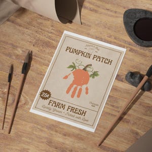 Pumpkin Handprint Sign Baby, Fall Handprint Art for Toddlers, DIY ...