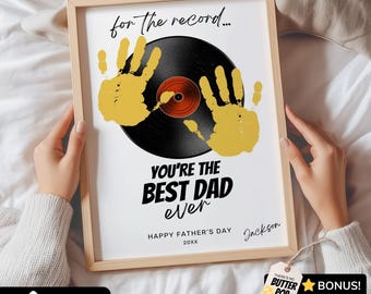 Dad Rocks Handprint Craft from Kids, Fathers Day Craft Ideas from Toddler, Fathers Day Gift from Son Musician Dad Gift DIY Keepsake Best Dad