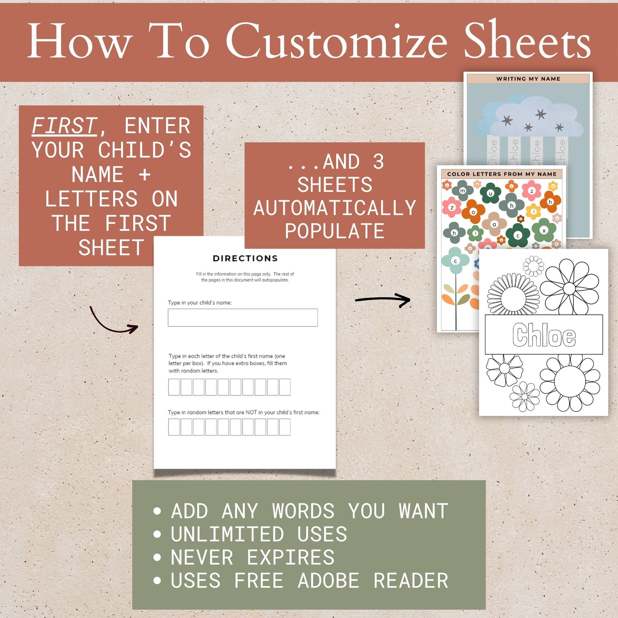 Custom Name Tracing Page Printable, Spring Activities for Kid, Editable ...