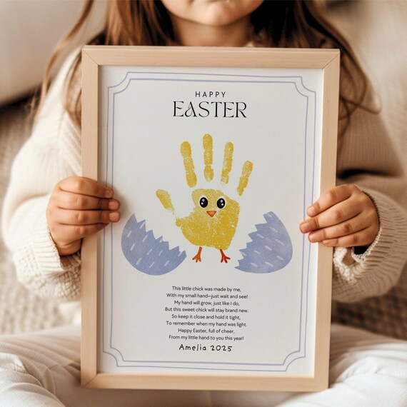 Easter Chick Handprint Craft Toddler, Easter Handprint with Poem Preschool Printable, Cutest Little Chick Spring Craft for Pre-K Daycare Art