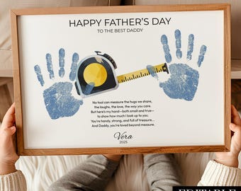 Editable Fathers Day Handprint Fishing Art, Caught the Best Dad Gift Idea from Kids, DIY Hand Print Craft Keepsake Printable Template Canva