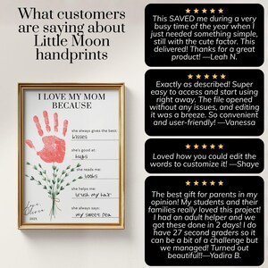 Mothers Day Handprint I Love My Mom Because Printable, Last Minute Gift Idea, Sentimental Mom Gift from Kid, About My Mommy from Preschooler image 11