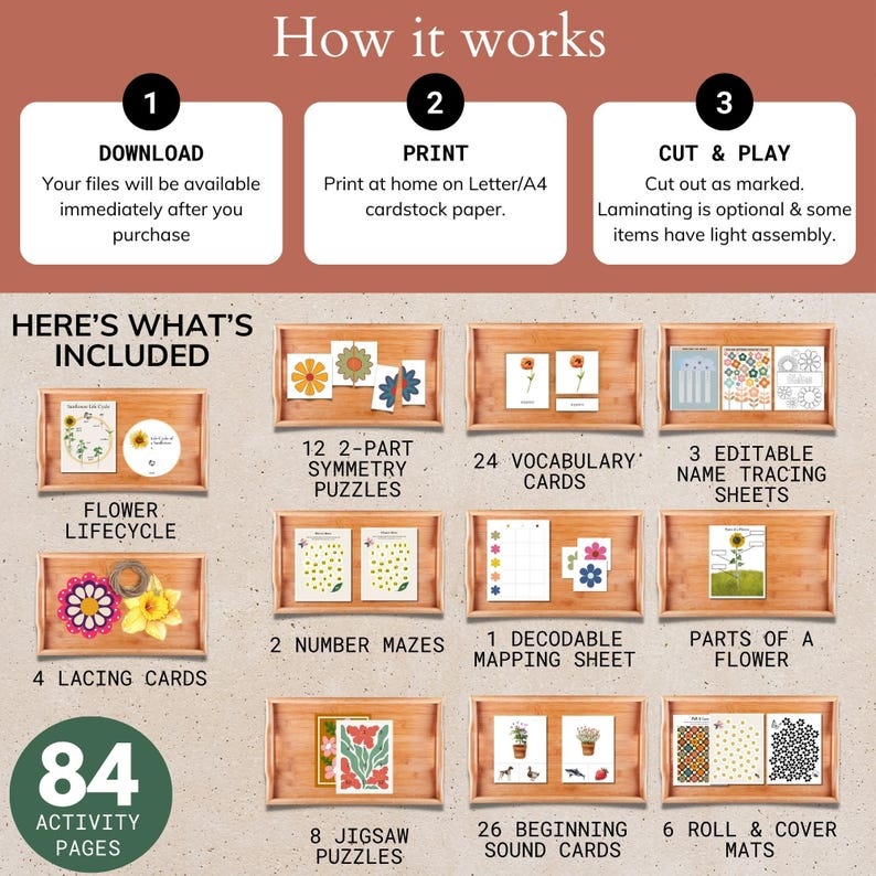Flower Unit Study Printable, Preschool Learning Bundle, Spring Activity ...