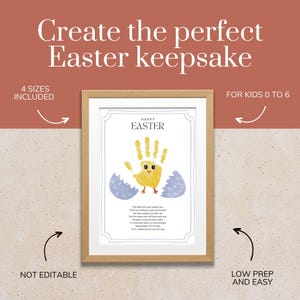 Easter Chick Handprint Craft Toddler, Easter Handprint with Poem Preschool Printable, Cutest Little Chick Spring Craft for Pre-K Daycare Art image 2