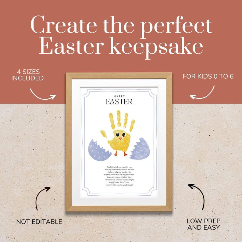 Easter Chick Handprint Craft Toddler, Easter Handprint with Poem Preschool Printable, Cutest Little Chick Spring Craft for Pre-K Daycare Art image 2