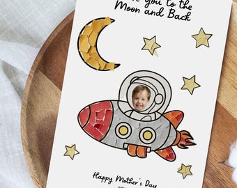I Love You to The Moon and Back Torn Paper Craft, Mothers Day Craft Ideas, Printable Gift for Mom From Toddler, Daycare Fine Motor Activity