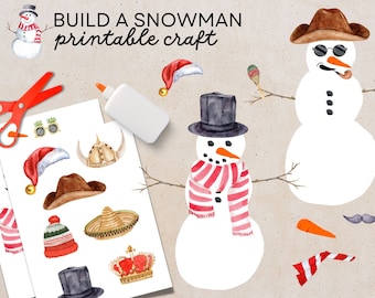 Build a Snowman Printable | Easy Crafts for Kids | Wintertime Crafts | January Preschool Cut Out Resource | Fine Motor Activities