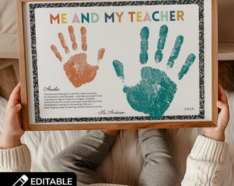 Me and My Teacher Handprint Craft, Preschool Goodbye Composition Notebook End of Year Letter from Teacher, Inspirational Poem to Students