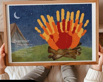 Camping Handprint Art for Teachers, Summer Handprint Craft Printable, Vacation Bible School Crafts, Hand Print Poem for Kids Toddler Daycare
