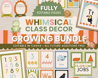 Whimsical Classroom Decor Bundle, Playful Class Decor, Magical Preschool Birthday Display, Alphabet Number Posters Whimsy Bulletin Board