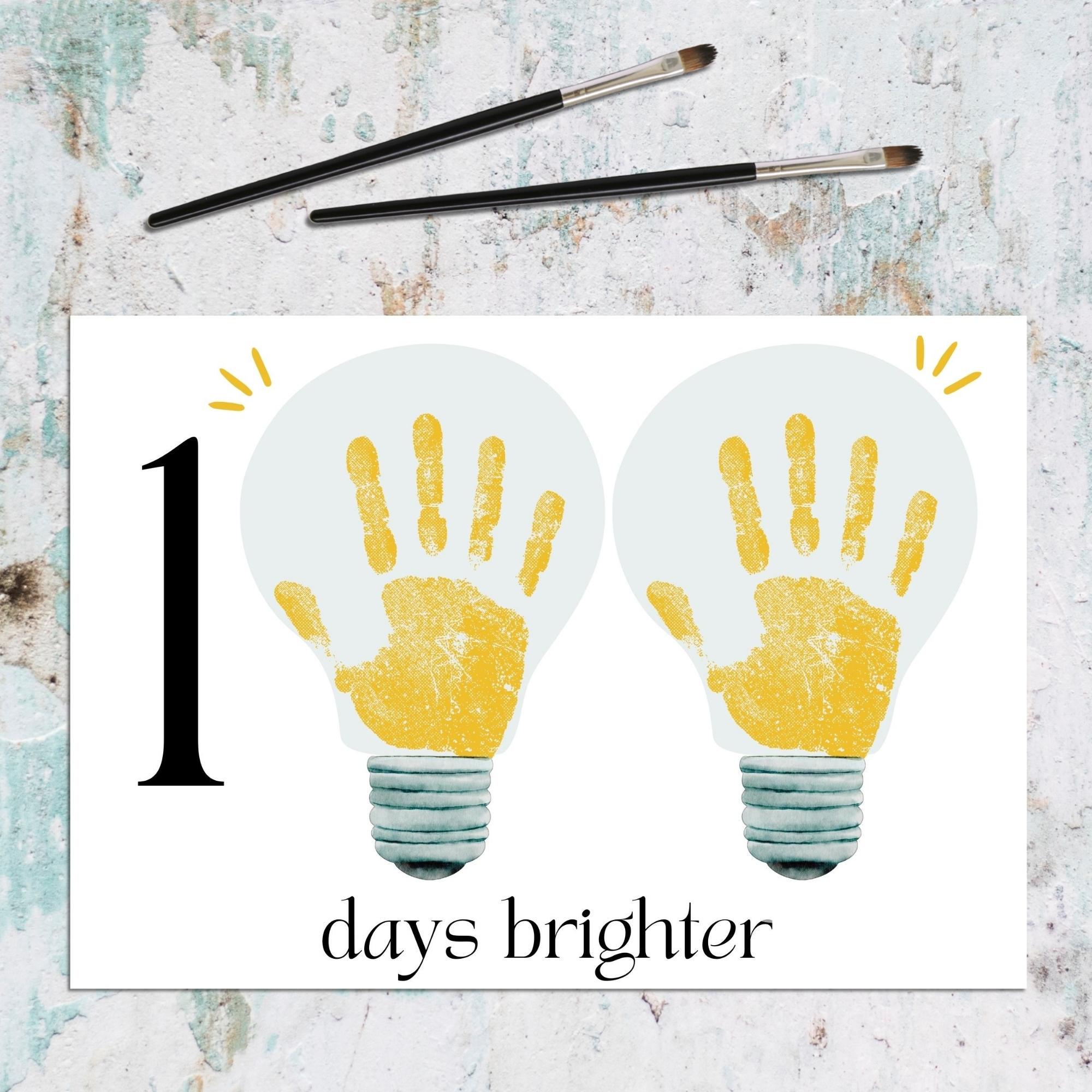 100th Day of School Handprint Art Template, 100 Days Brighter Light ...