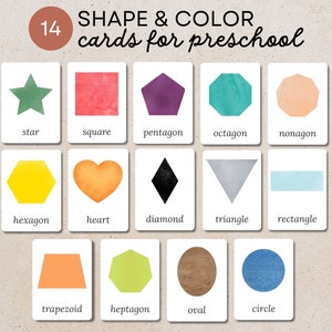 Montessori Shapes Flashcards voor peuter, 3-delige kaart afdrukbaar, Preschool Matching Game Kid, Learning Shape Activity, Homeschool 2 jaar oud