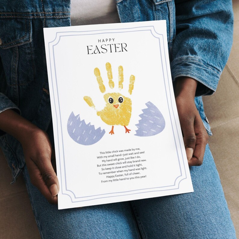 Easter Chick Handprint Craft Toddler, Easter Handprint with Poem Preschool Printable, Cutest Little Chick Spring Craft for Pre-K Daycare Art image 9