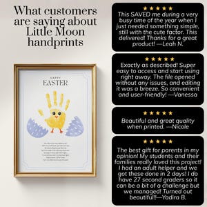 Easter Chick Handprint Craft Toddler, Easter Handprint with Poem Preschool Printable, Cutest Little Chick Spring Craft for Pre-K Daycare Art image 10