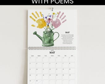 2027 Handprint Calendar PRINTABLE, Handprint Memory Book Kids, Monthly Handprint Craft Baby, Fall Halloween Hand and Footprint Art Toddler