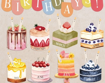 Birthday Bulletin Board Kit Printable, Classroom Birthday Display, Editable Cake with Candles Kindergarten Class Birthday Wall Decor Ideas