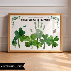 Cutest Clover in the Patch Handprint Craft Template for Kindergarten, St Patrick Day Handprint Art Printable, Shamrock March Craft Idea PreK