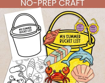 Summer Bucket List Craft Printable, Summer Activity Planner Checklist, Summer Break To Do List for 5 Year Old, Writing Practice Kindergarten