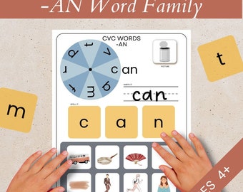 CVC Words Worksheet Digital Download, Rhyming Words Kindergarten Worksheet Printable, Short A Sound Learning to Read Word Games, Homeschool