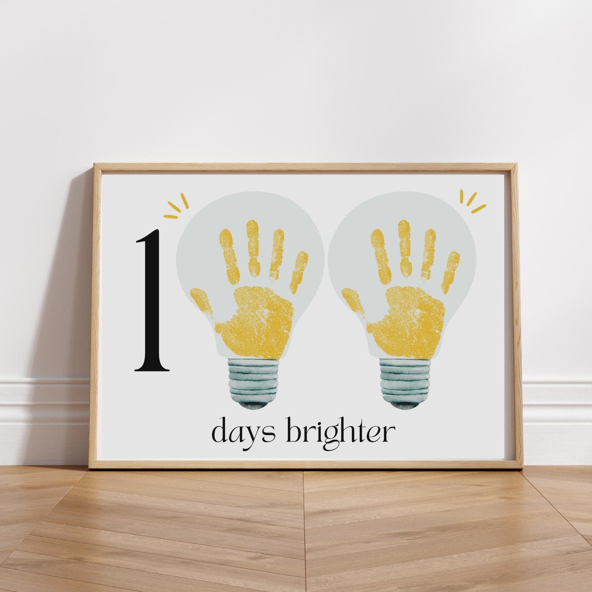 100th Day of School Handprint Art Template, 100 Days Brighter Light ...