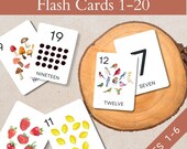 Nature Number Flash Cards, Preschool Math Printables, Cute Flashcards Montessori Math Manipulatives, Counting Objects, Classroom Number 1-20