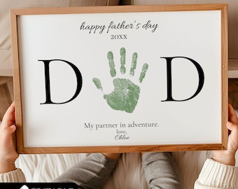 Personalized Fathers Day Handprint Craft for Dad Printable, Unique Father Day Gift from Toddler Digital Download, DIY Handprint Keepsake Art