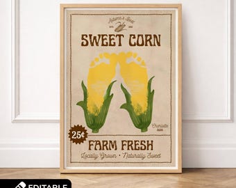 Fall Footprint Art Printable, Editable Corn Foot Print Craft Baby, DIY Autumn Keepsake Fall Crafts for 3 Year Olds, Daycare Activity Toddler