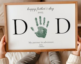 Personalisierter Vatertags-Handabdruck-Handabdruck-Fertigkeit für Väter zum ausdrucken, einzigartiges Vatertagsgeschenk vom Kleinkind-Digital-Download, DIY Handabdruck-Andenken Kunst
