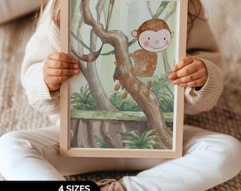 Monkey Handprint Art, Zoo Animal Handprint Template, Toddler Painting Crafts for 3 Year Olds, Auntie Birthday Present, Jungle Baby Activity