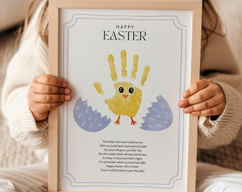 Easter Chick Handprint Craft Toddler, Easter Handprint with Poem Preschool Printable, Cutest Little Chick Spring Craft for Pre-K Daycare Art