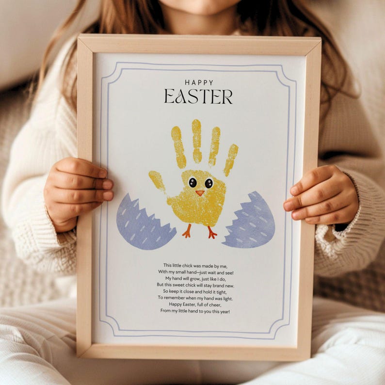 Easter Chick Handprint Craft Toddler, Easter Handprint with Poem Preschool Printable, Cutest Little Chick Spring Craft for Pre-K Daycare Art image 1