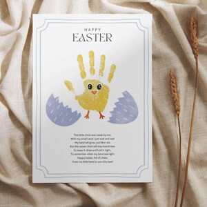 Easter Chick Handprint Craft Toddler, Easter Handprint with Poem Preschool Printable, Cutest Little Chick Spring Craft for Pre-K Daycare Art image 3