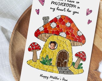Mushroom Mothers Day Torn Paper Craft Printable, DIY Keepsake Gift for Mom from Toddler, Daycare Fine Motor Activity, Tissue Paper Art PDF