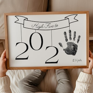 New Years Handprint Art Printable for Preschool, 2025 Handprint Craft ...