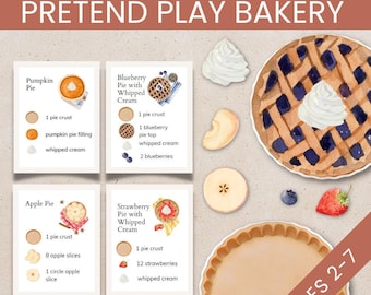Fall Pie Recipe Pretend Dramatic Play Printable | Thanksgiving Autumn Sequencing Cards | Fine Motor Activities | Montessori Homeschool PreK