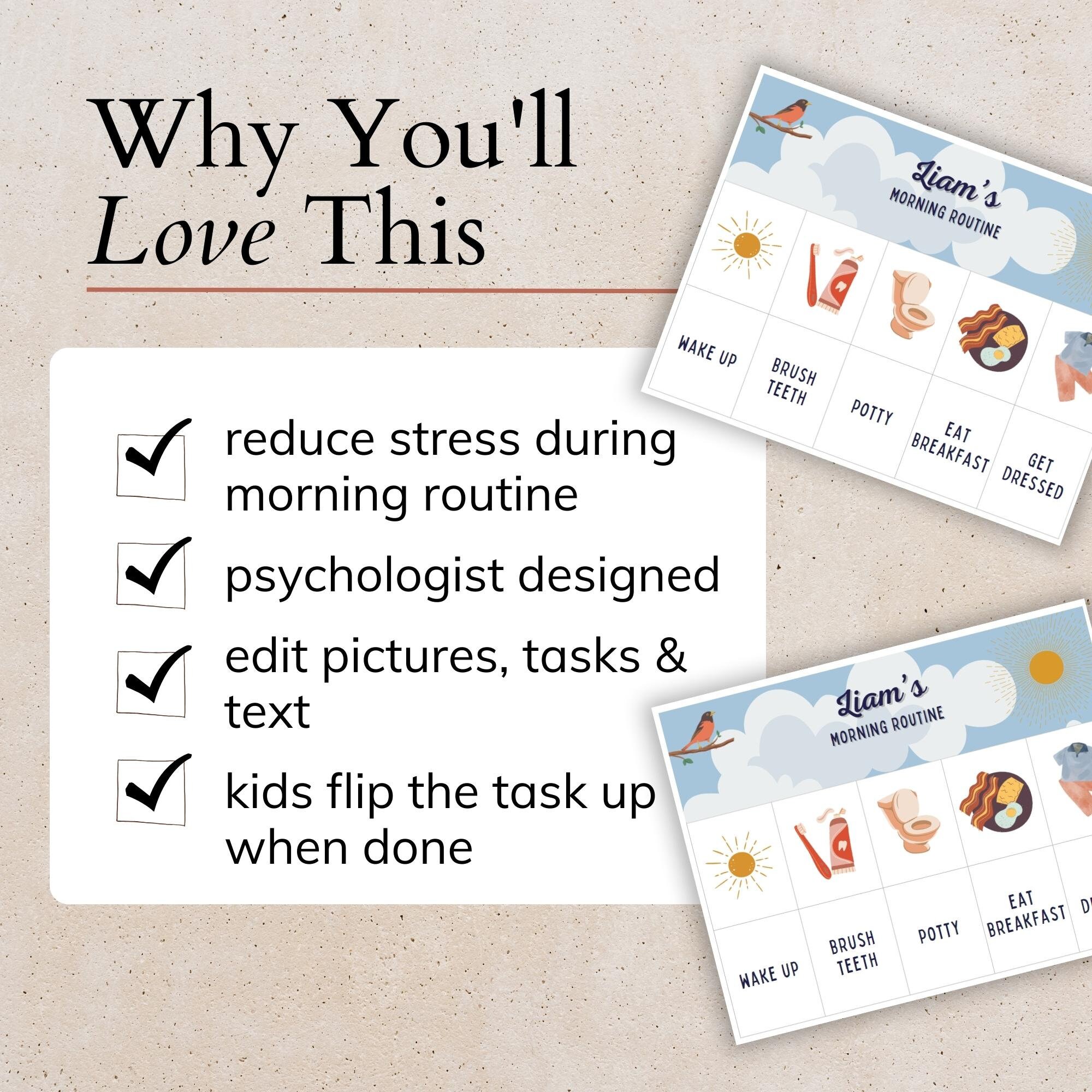 Editable Morning Routine Chart for Toddler Printable, Autism Visual ...