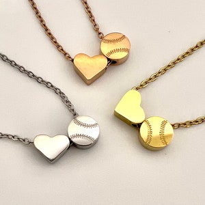 Baseball Mom Necklace – Heart & Baseball Charm, Sports Jewelry