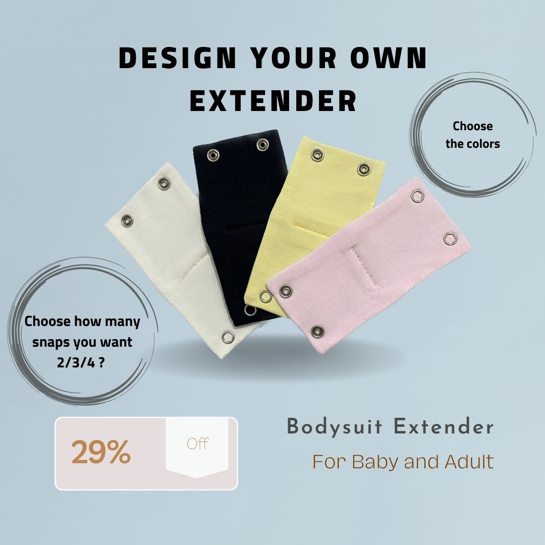 Organic Bodysuit Extender, Custom Extender, Adult Bodysuit Extender , Snap  on Extender, Dance Wear Extender 2 Snaps 8.5mm and 8.5mm 