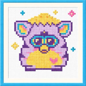 80s 90s Pixel Pet Pal Cross Stitch Pattern | Easy Beginner Colorful Retro Chart (PDF)
