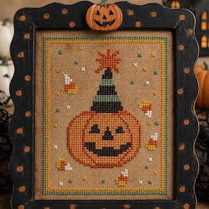Jack de Maíz Dulce, Halloween Espeluznante y Adorable, Patrón de punto de cruz en PDF, DESCARGA INMEDIATA
