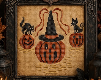 Jack’s Familiar, Vintage Halloween, Easy Beginner, PDF cross stitch pattern, IMMEDIATE DOWNLOAD